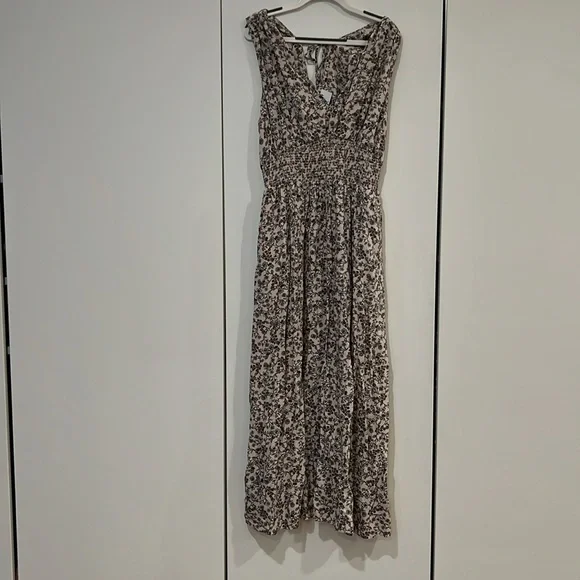 Old Navy Floral Midi Dress - Cream and Brown - Picture 3 of 11